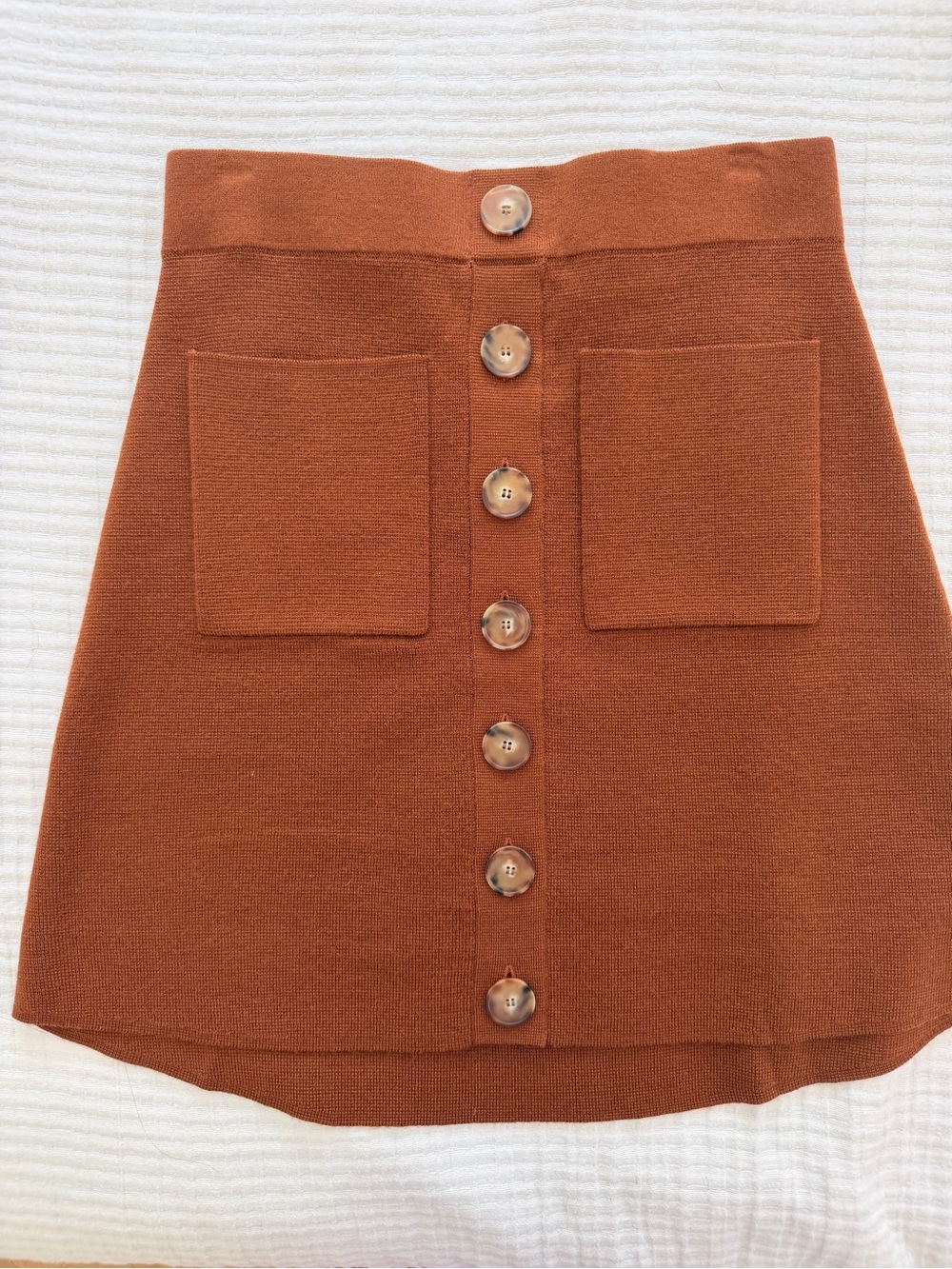 NWT- Sezane Louisa Button-Front Mini Skirt (Hazelnut)